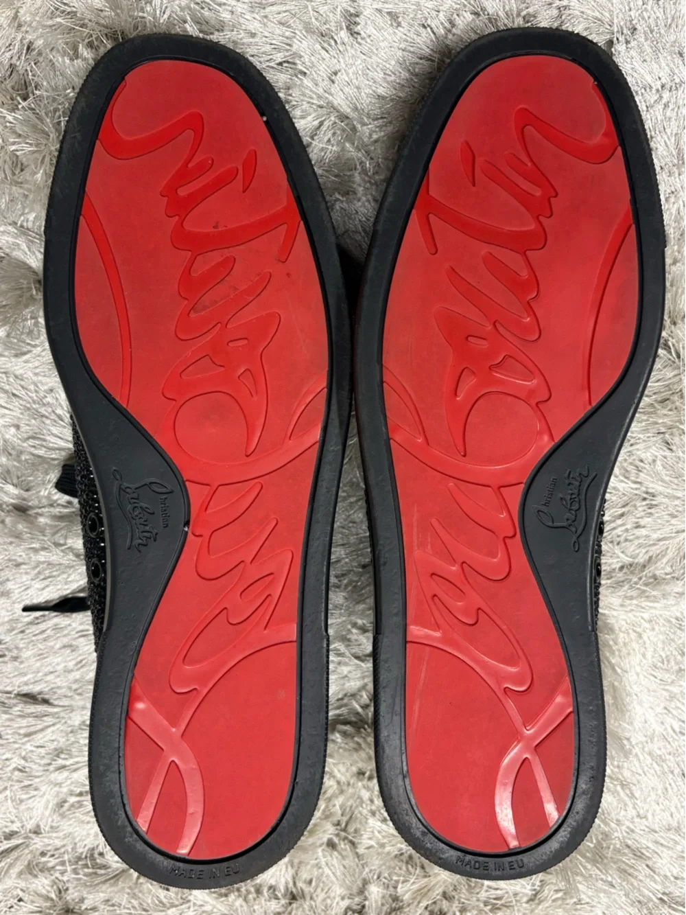 Christian Louboutin Black Rhinestone Lace-Up Sneakers sz45 - Picture 6 of 9